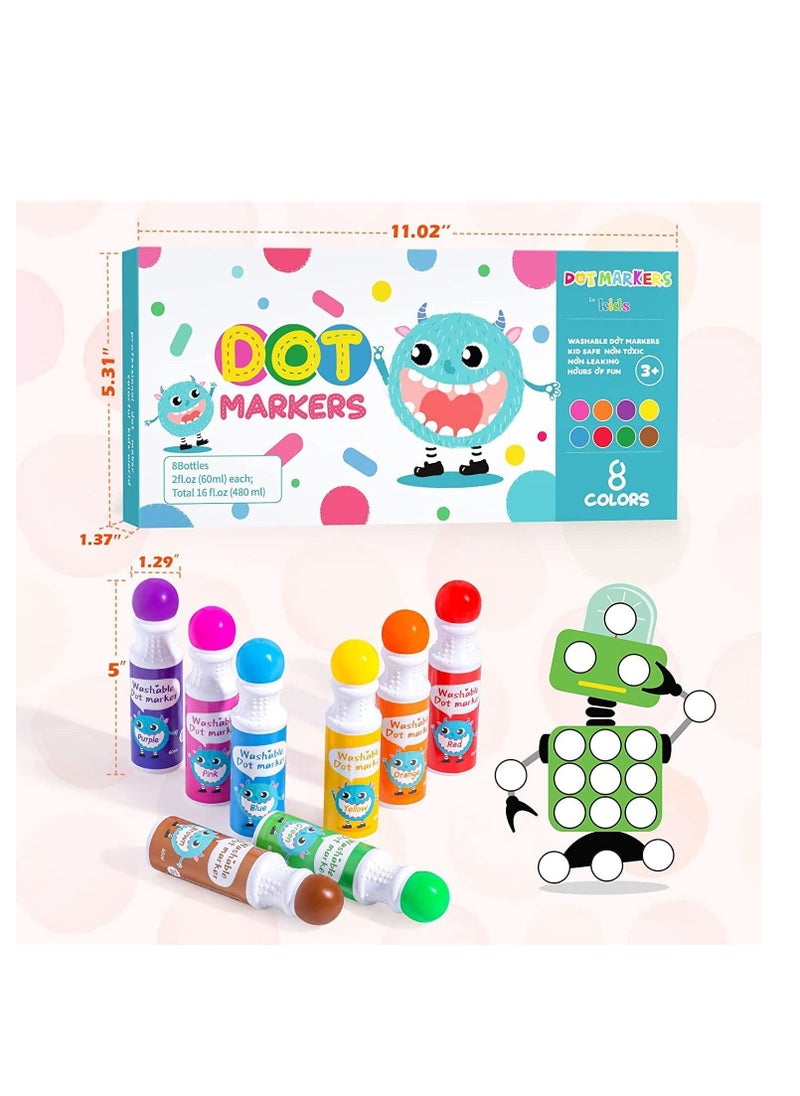 Generic Dot Markers Bingo Daubers 8 Colors Washable Markers for Toddlers Arts and Crafts Supplies Toddler Activities Non-Toxic Washable Coloring Markers for Preschool Kids Learning  - Image 5