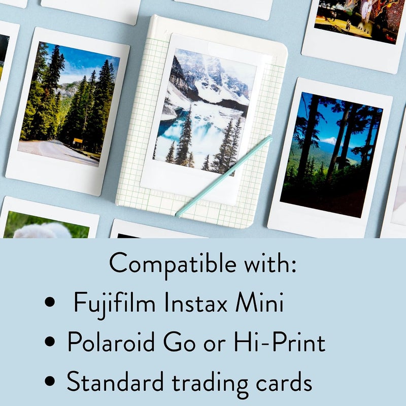 Studio Calico Green Ledger Mini Photo Album Fits Fujifilm Instax Mini, Polaroid Go or Hi-Print, Standard Trading Cards 2.5 x 3.5 in., Kids Photo Album, Kpop Photocard Binder, Small Photocard Holder - Image 2