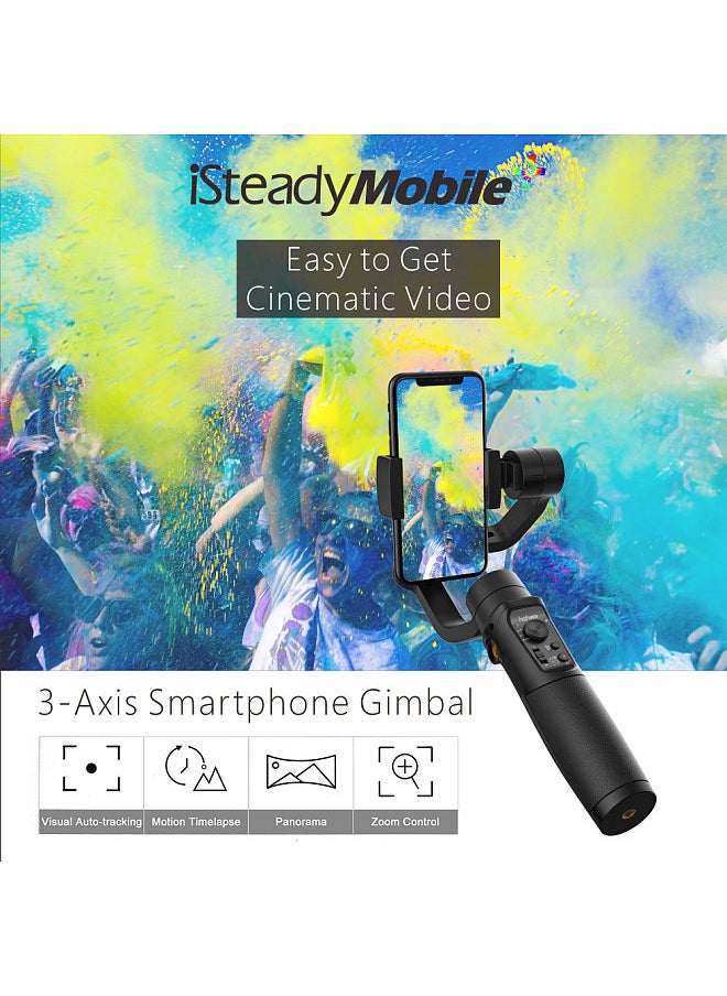 hohem iSteady Mobile+ 3-Axis Handheld Gimbal Stabilizer Auto-tracking Motion Time Lapse Panoramic Photography Zoom Control Max. Payload 280g Replacement for iPhone 13/12/11/X Pro Max 8 Smartphones