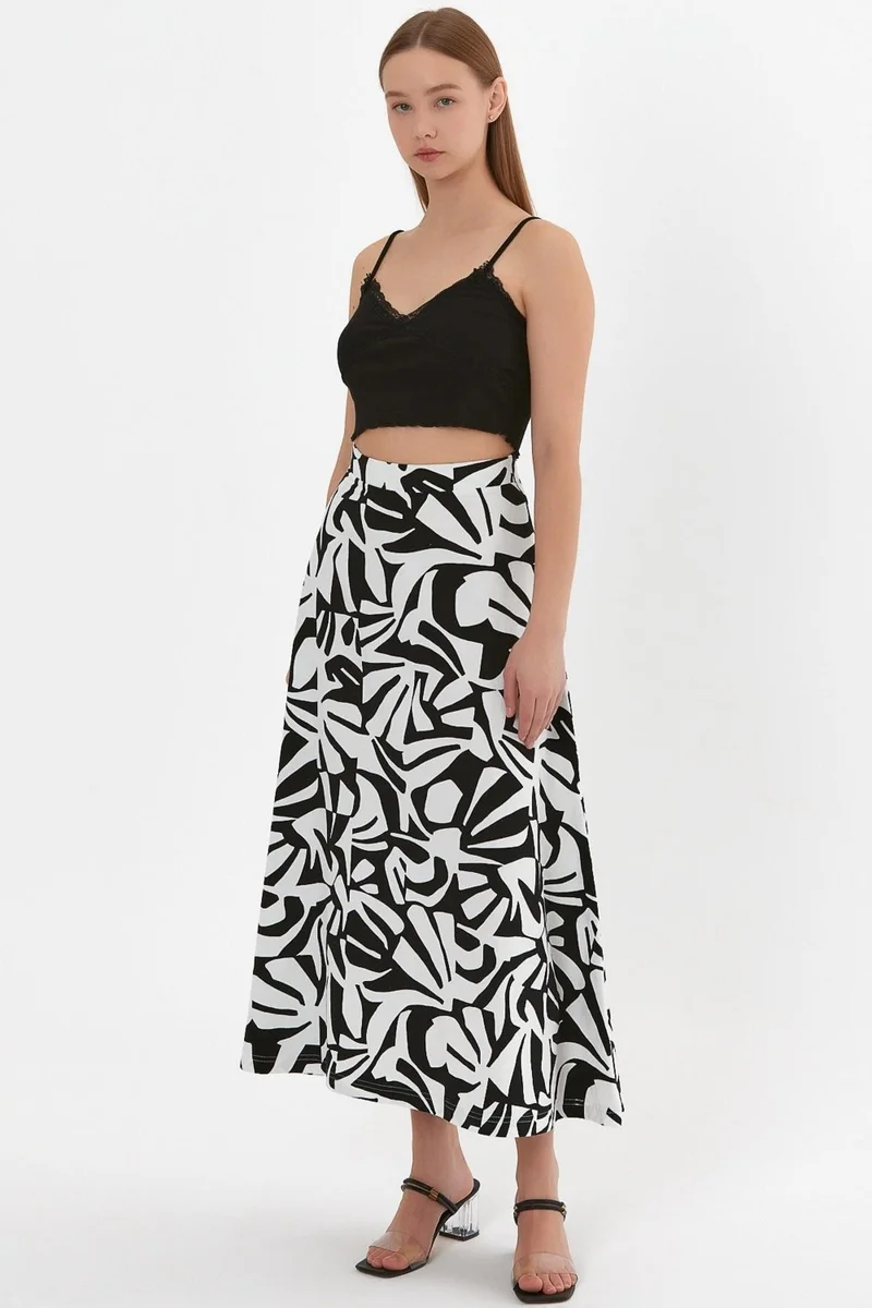 Alexander Gardi Patterned Flared Long Skirt (B23-0012)