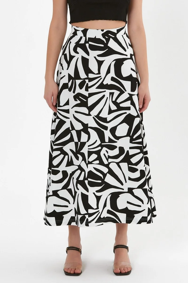 Alexander Gardi Patterned Flared Long Skirt (B23-0012)
