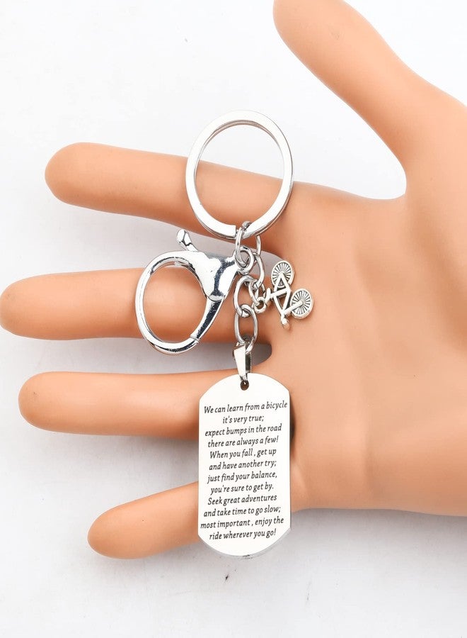 HOLLP Cycling Jewelry Bicycle Inspirational Dog Tag Keychain with Bicycle Necklace Cyclist Gift Bike Riding Gift for Cyclist (We can learn from a bicycle) - Image 5
