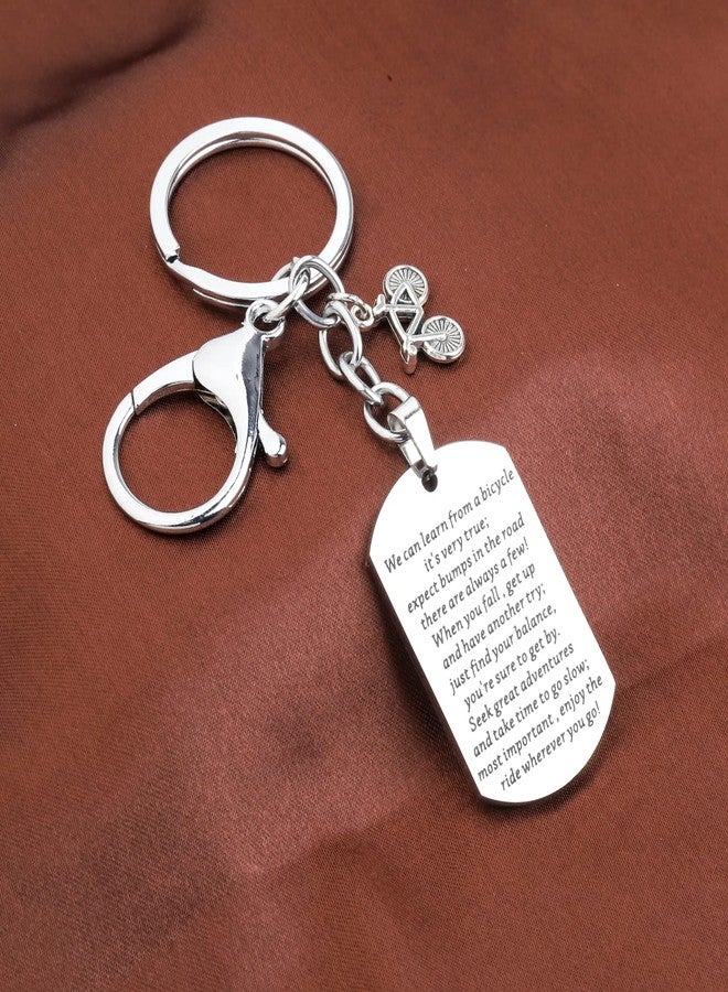 HOLLP Cycling Jewelry Bicycle Inspirational Dog Tag Keychain with Bicycle Necklace Cyclist Gift Bike Riding Gift for Cyclist (We can learn from a bicycle) - Image 4