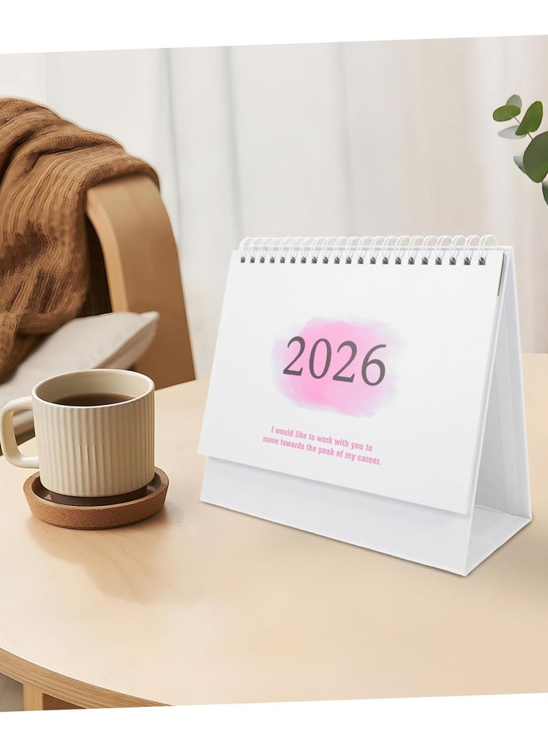 NIIMBOT Desk Calendar 2025-2026 Small Desk Calendar 2025/07-2026/12 Compact Standing Flip Tabletop Calendar Monthly Planner For Office School Or Home Scheduling And Organizing Pink  - Image 4