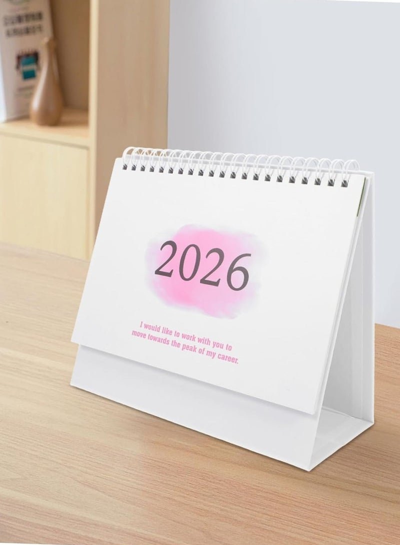 NIIMBOT Desk Calendar 2025-2026 Small Desk Calendar 2025/07-2026/12 Compact Standing Flip Tabletop Calendar Monthly Planner For Office School Or Home Scheduling And Organizing Pink  - Image 3
