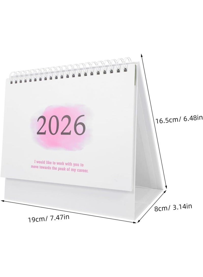 NIIMBOT Desk Calendar 2025-2026 Small Desk Calendar 2025/07-2026/12 Compact Standing Flip Tabletop Calendar Monthly Planner For Office School Or Home Scheduling And Organizing Pink  - Image 2