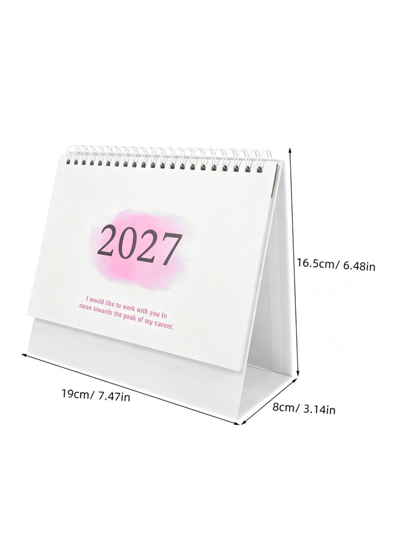 NIIMBOT Desk Calendar 2026-2027, Small Desk Calendar 2026/07-2027/12 Compact Standing Flip Tabletop Calendar Monthly Planner For Office School Or Home Scheduling And Organizing Pink - Image 2