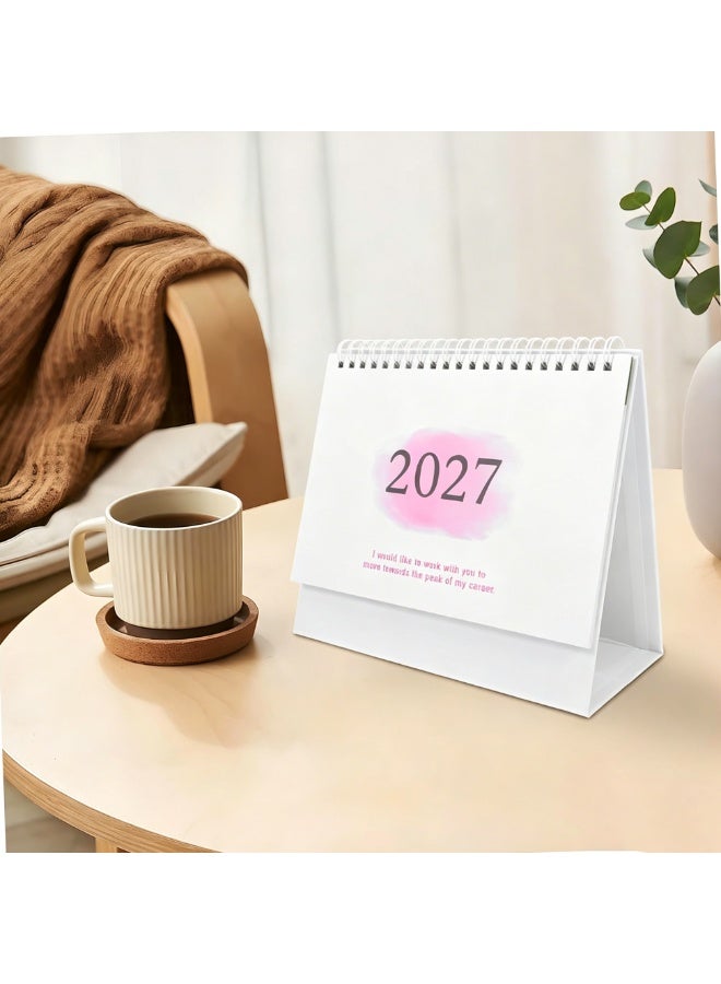 NIIMBOT Desk Calendar 2026-2027, Small Desk Calendar 2026/07-2027/12 Compact Standing Flip Tabletop Calendar Monthly Planner For Office School Or Home Scheduling And Organizing Pink - Image 4