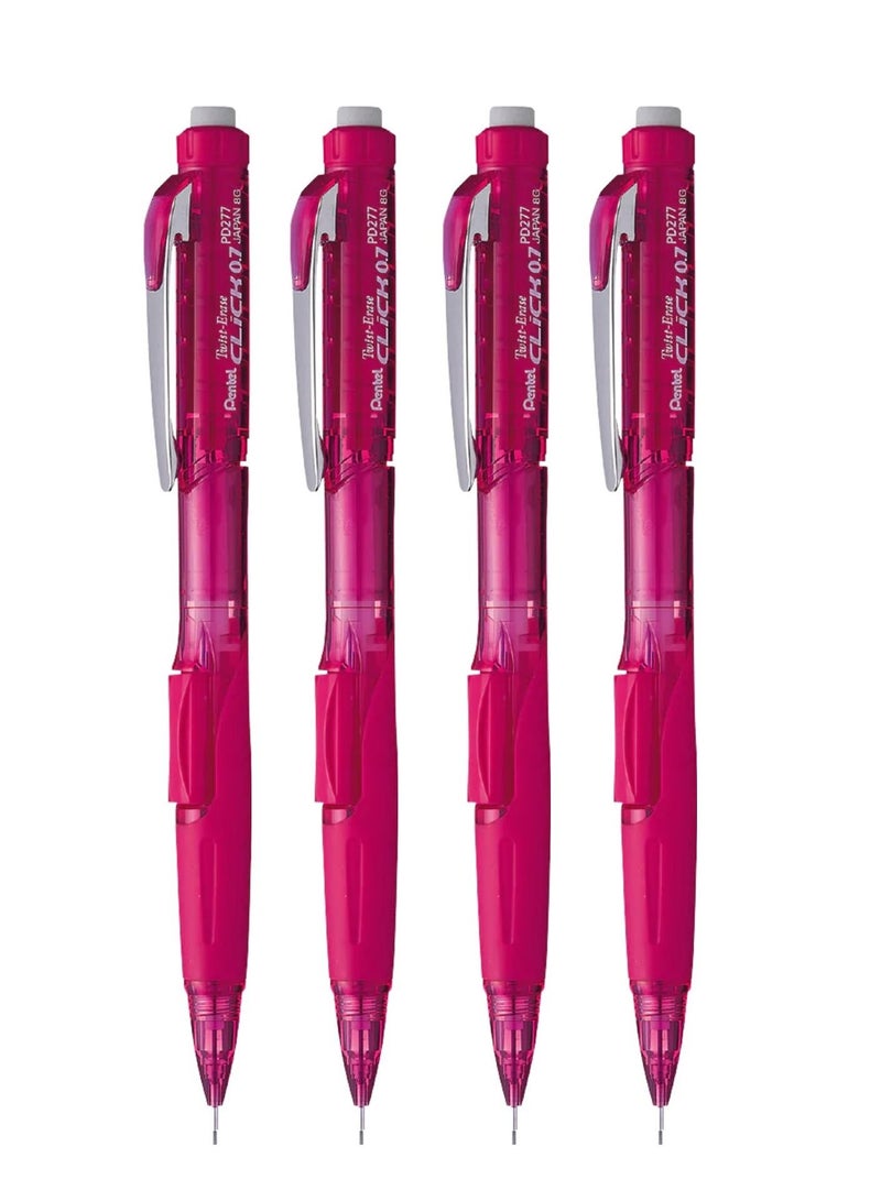 Pentel 4-Piece Mechanical Pencil 0.7mm Tip Pink Body - Image 1