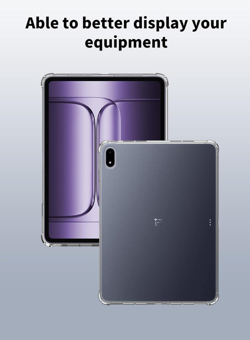 غلاف واقي متوافق مع تابلت OnePlus Pad 2 Pro مقاس 13.2 بوصة موديل 2025 (الرقم: OPD2413). تصميم أنيق ورفيع مع خلفية شفافة من مادة TPU، مزود بتقنية الحماية المُبطّنة (Air-Cushioned) للحماية الفائقة من الصدمات. - Image 4