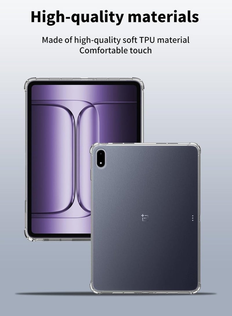 غلاف واقي متوافق مع تابلت OnePlus Pad 2 Pro مقاس 13.2 بوصة موديل 2025 (الرقم: OPD2413). تصميم أنيق ورفيع مع خلفية شفافة من مادة TPU، مزود بتقنية الحماية المُبطّنة (Air-Cushioned) للحماية الفائقة من الصدمات. - Image 2