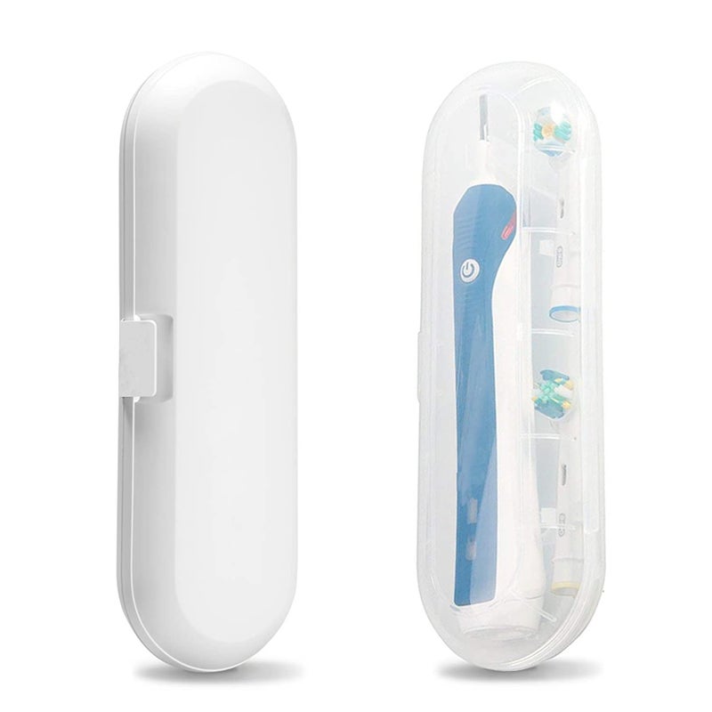 Fowecelt 2 Pack Electric Toothbrush Travel Case for Oral-B Pro and Other Electric Toothbrush, Portable Travel Toothbrush Holder (White & Clear) - Image 1