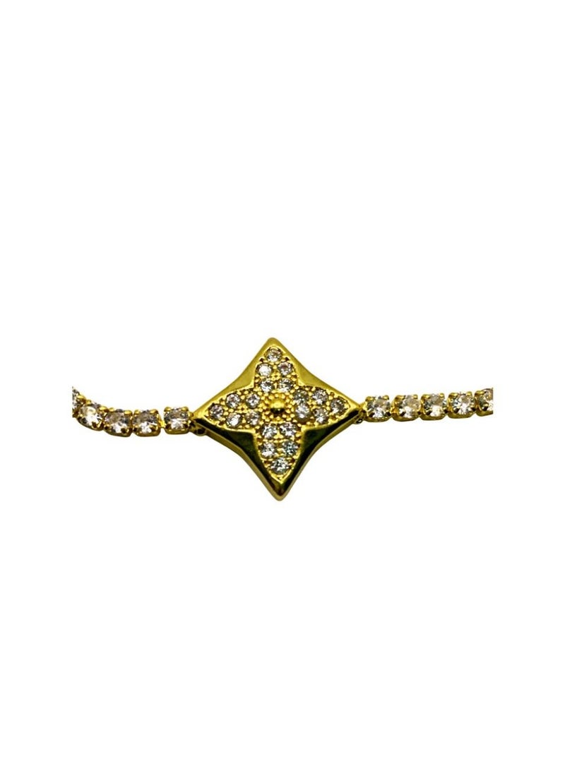 Influence Germany - 18k Gold-Plated Rhinestone Tennis Bracelet with Star-Shaped Centerpiece - Image 4