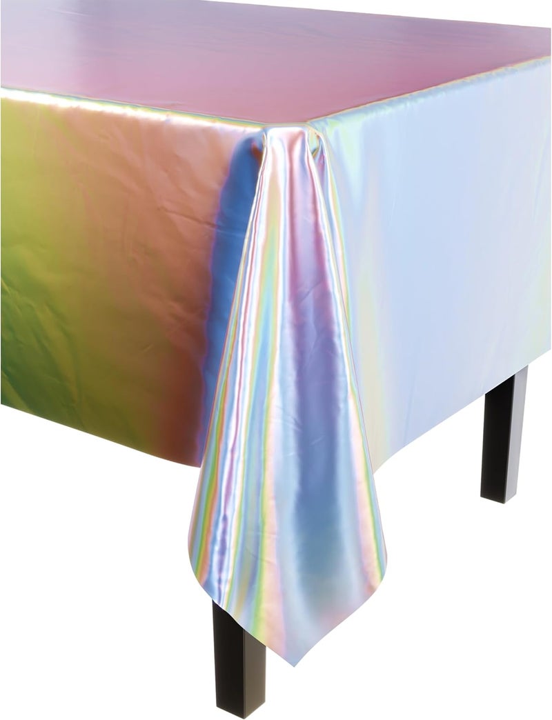 Exquisite Party Solids 12-Pack - Premium Plastic Tablecloth 54in. x 108in. Rectangle Table Cover - Iridescent - Image 2