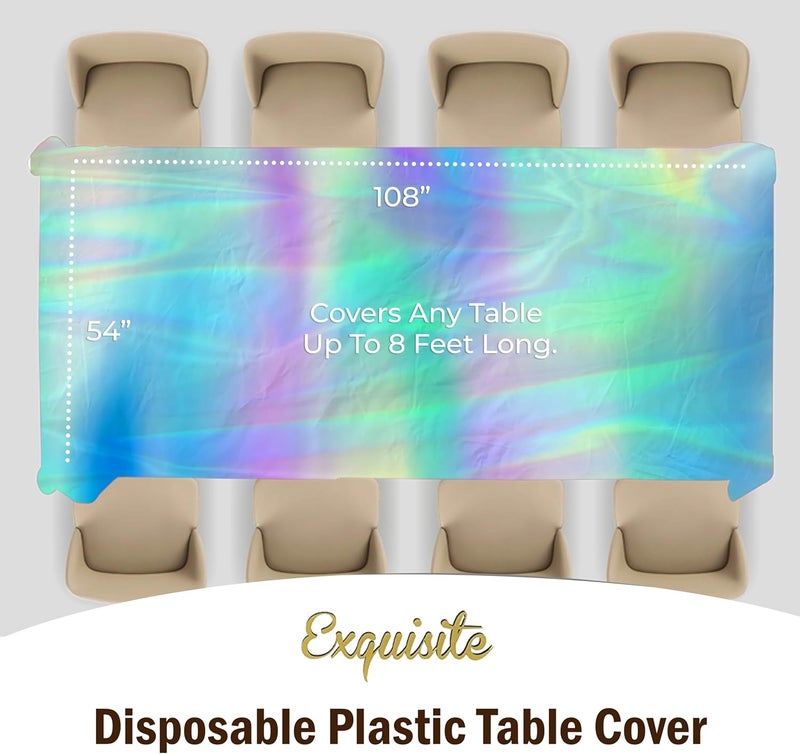 Exquisite Party Solids 12-Pack - Premium Plastic Tablecloth 54in. x 108in. Rectangle Table Cover - Iridescent - Image 4