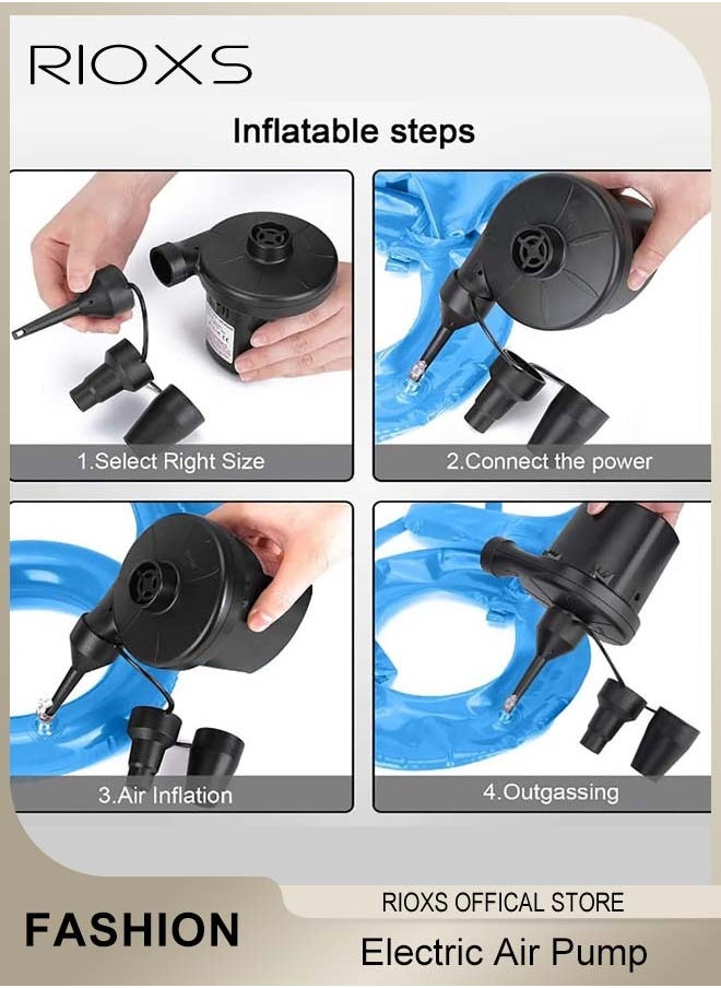 RIOXS Electric Pump For Inflatables, Electric Balloon Pump With 3 Nozzles, Portable Blower Multi Nozzle Balloon Inflator, Air Mattress Pump, Quick Fill Inflator Deflator Air Pump, For Outdoor Camping Inflatable Boat Blow Up Pool Water Toy  - Image 5