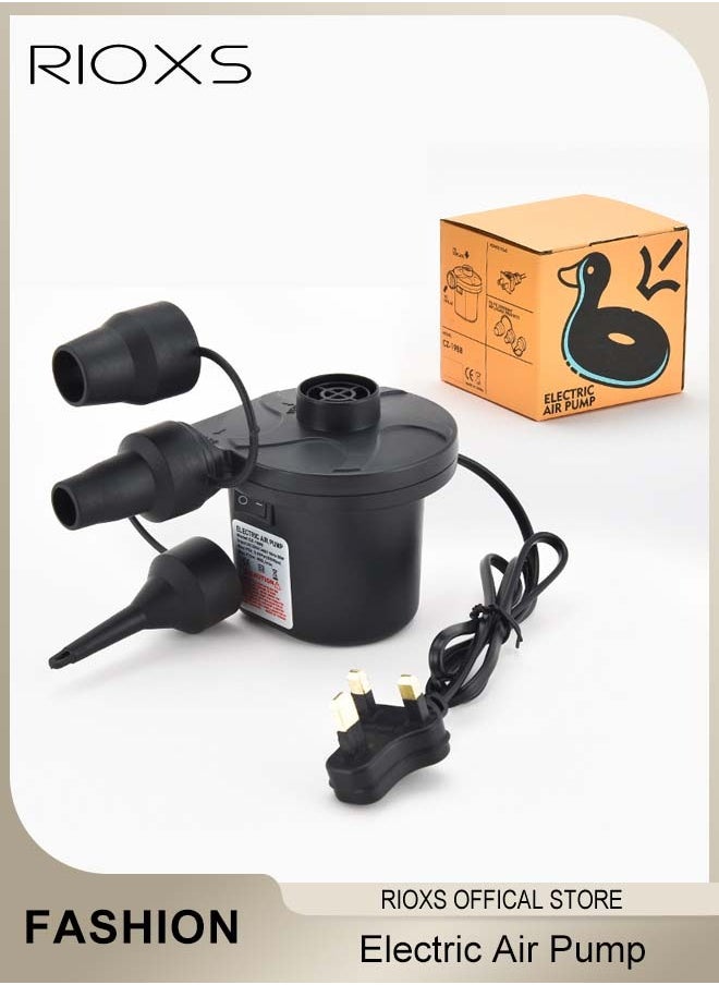RIOXS Electric Pump For Inflatables, Electric Balloon Pump With 3 Nozzles, Portable Blower Multi Nozzle Balloon Inflator, Air Mattress Pump, Quick Fill Inflator Deflator Air Pump, For Outdoor Camping Inflatable Boat Blow Up Pool Water Toy  - Image 1