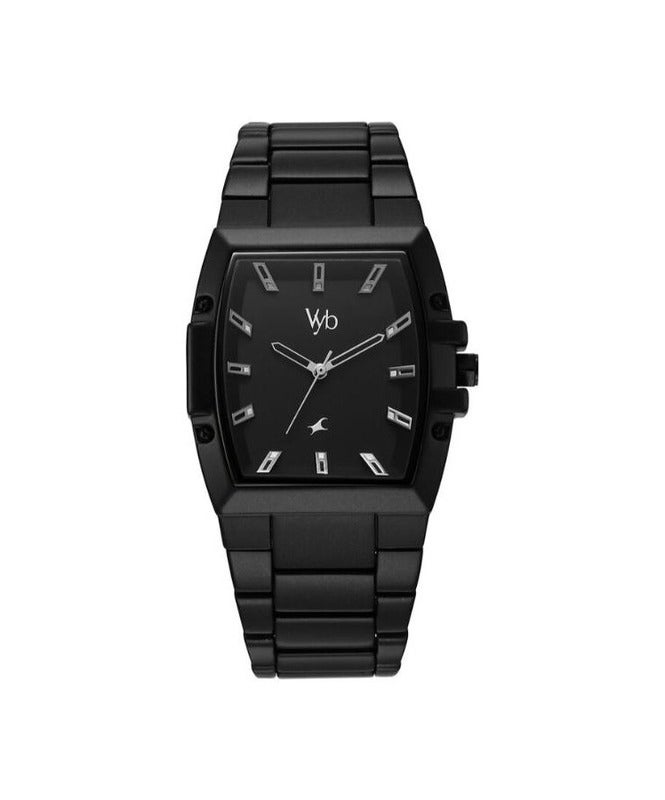 fastrack ساعة فاستراك أنالوج للرجال من فيب بايونير بتصميم أسود وحزام معدني تيان fv30023nm01 - Image 1