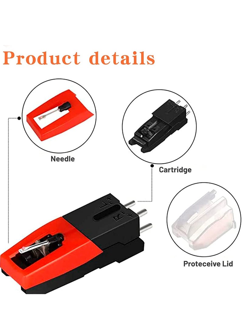 كاست ويف إبرة مشغل الأسطوانات، خرطوشة مشغل أسطوانات واحدة مع 4 قطع ماسية، خرطوشة مشغل أسطوانات مطورة مع قلم بديل لأسطوانات LP القديمة والفونوغراف - Image 3