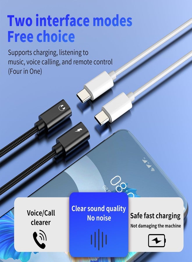 HOYULLI USB C Headphone Adapter(2in1)Dual Type C Charging Headset Splitter for Apple for iPhone 16 15 DAC Audio Cable Jack Dongle Fast Charging Earphone Port Converter for iPad Compatible for Samsung S25 Car - Image 2
