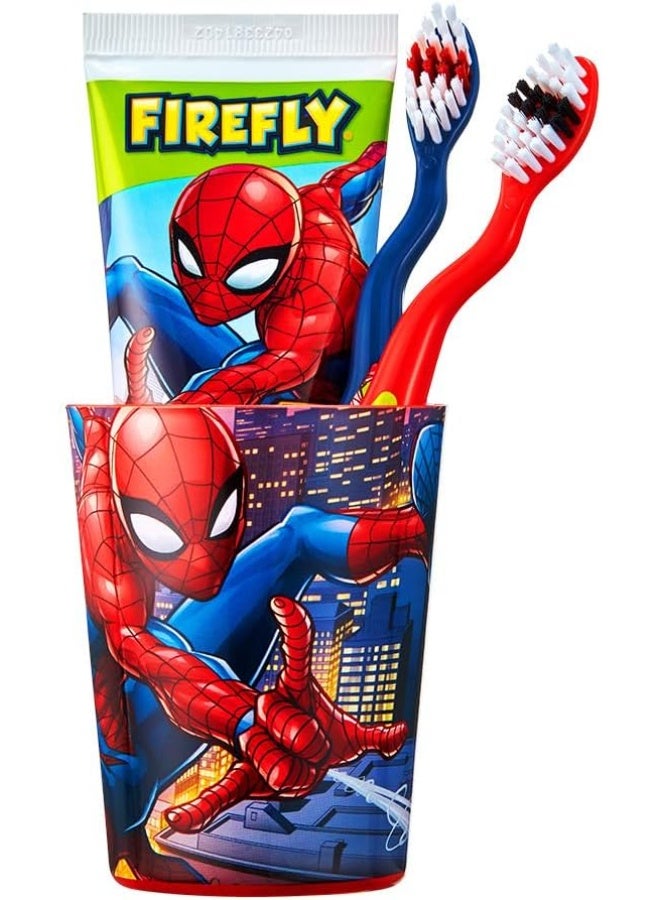 Firefly Marvel Spiderman 2 Toothbrushes + Toothpaste 75 ML + Cup, Cosmetic Set For Children - Image 3