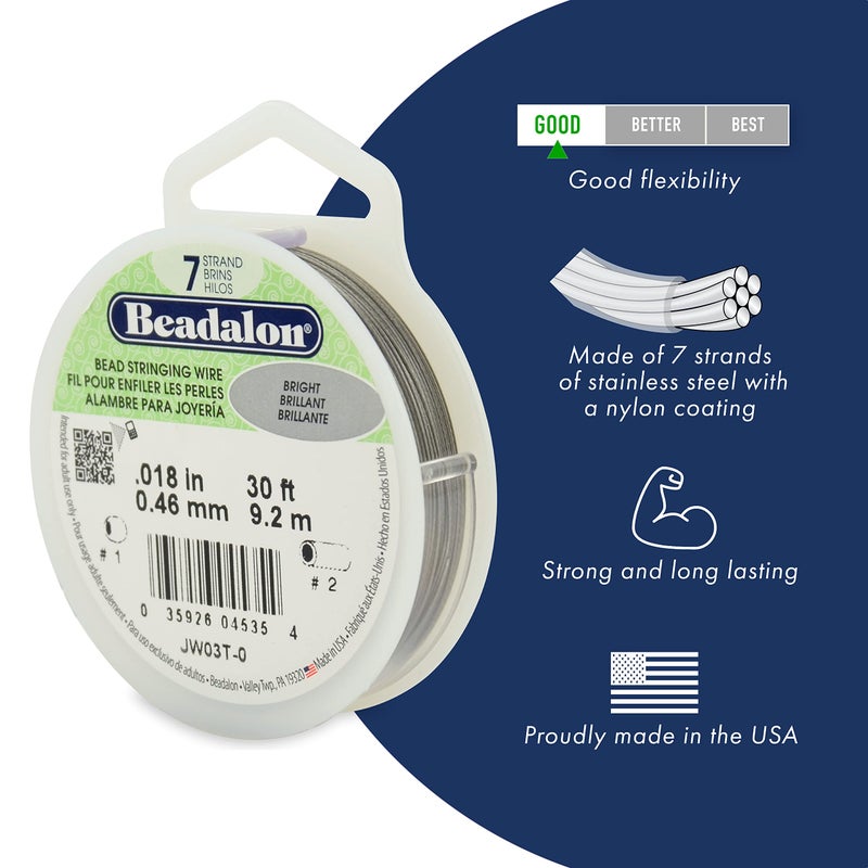 Beadalon 7 Strand Stainless Steel Bead Stringing Wire, 0.015 in / 0.38 mm, Bright, 100 ft / 31 m - Image 2