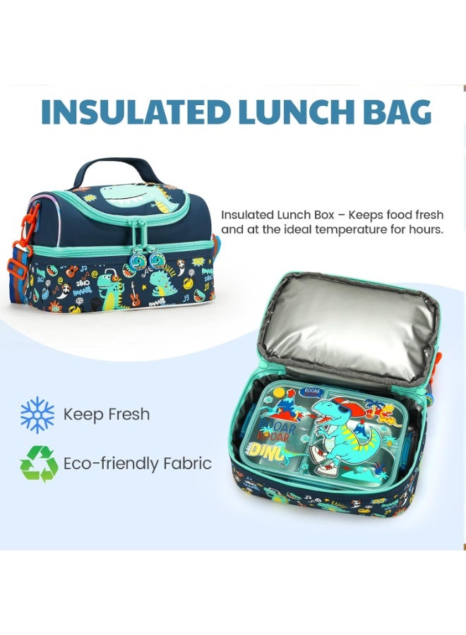 Lucky Kids Lunch Box Set with Insulated Bag, Bento Lunch Container & Utensils – Cute Cartoon Designs for Boys & Girls, Leakproof, BPA-Free, Easy to Carry School Lunch Kit - Image 4