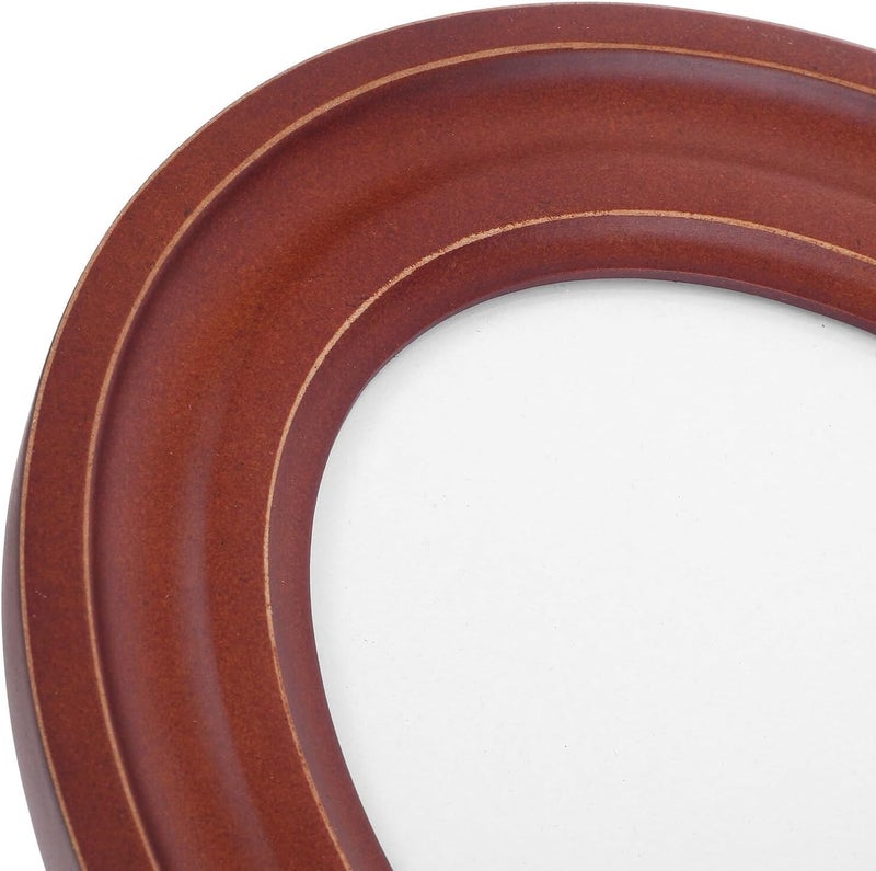 Wooden Oval Picture Frame 5x7 Inch Walnut Color Vintage Photo Holder for Home Decor Tabletop and Wall Mount Display - Image 3