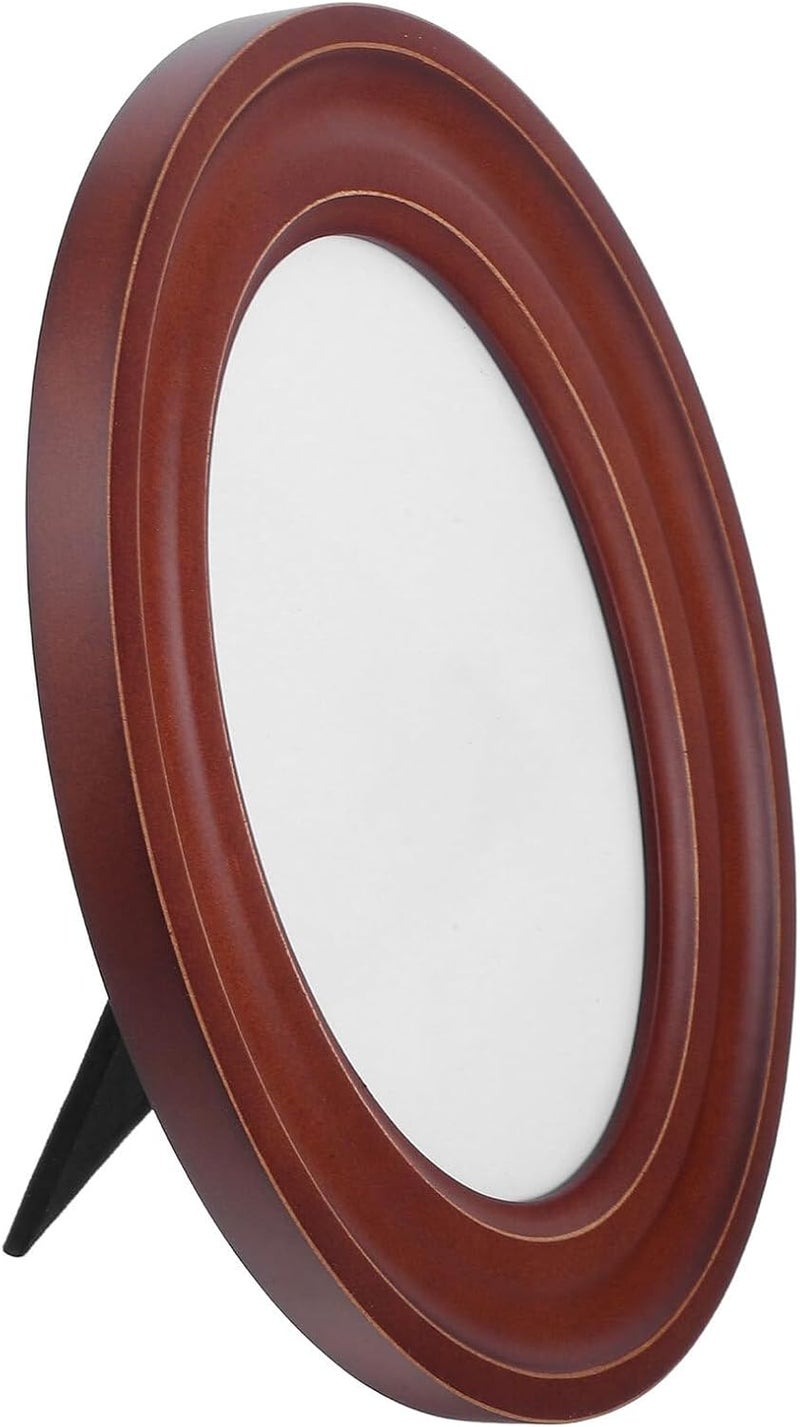 Wooden Oval Picture Frame 5x7 Inch Walnut Color Vintage Photo Holder for Home Decor Tabletop and Wall Mount Display - Image 1