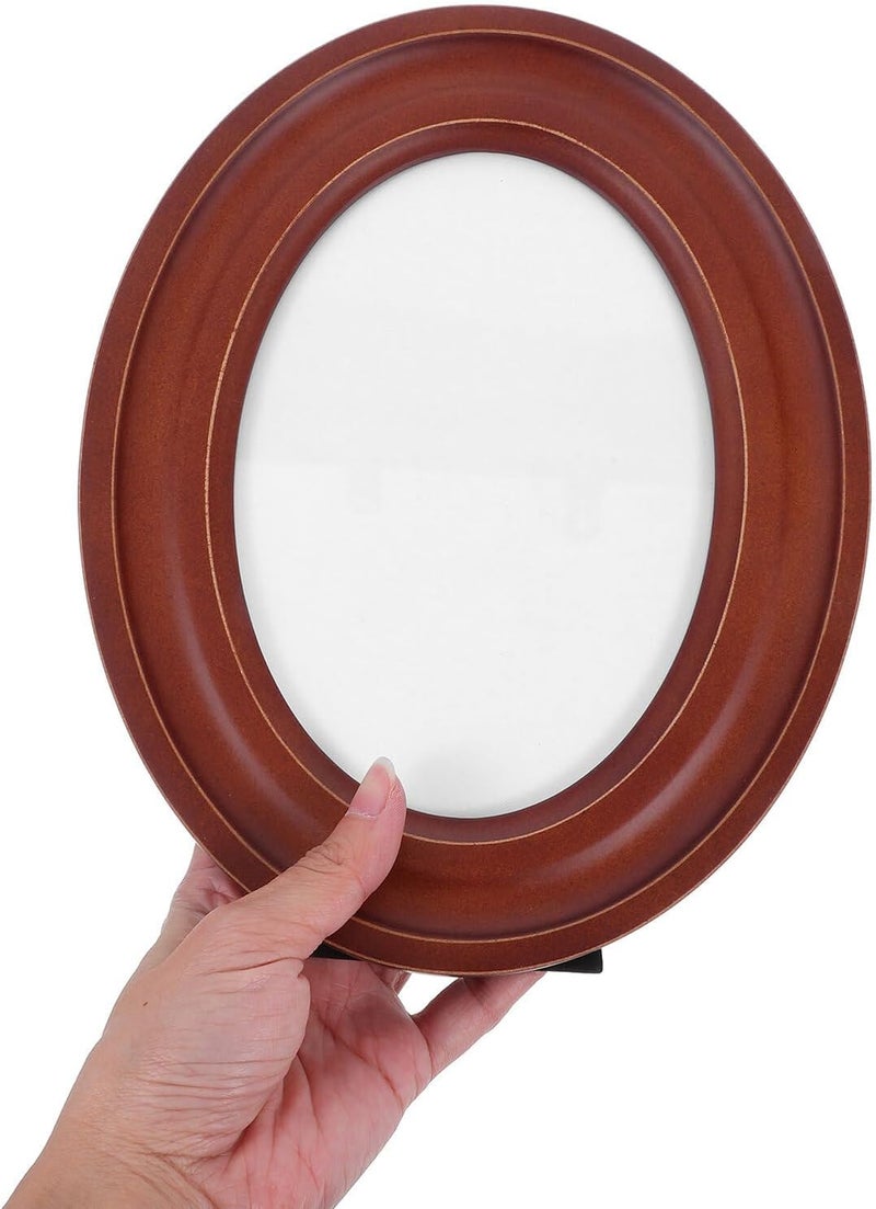 Wooden Oval Picture Frame 5x7 Inch Walnut Color Vintage Photo Holder for Home Decor Tabletop and Wall Mount Display - Image 4