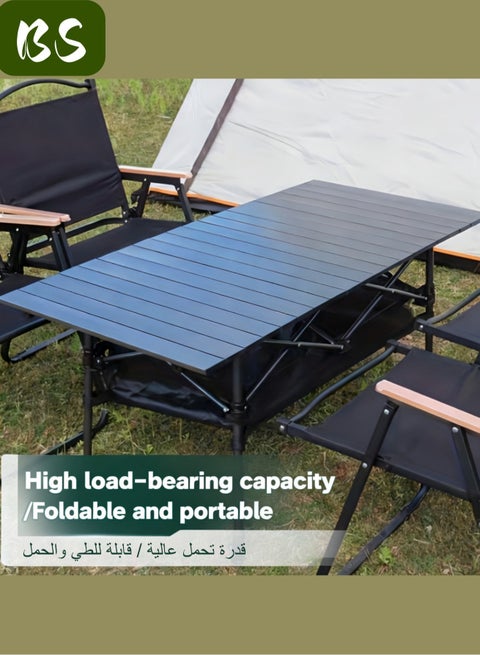 Outdoor Camping Folding Table 95CM | Folding table with waterproof storage bag, large capacity storage bag and carrying case | Outdoor picnic folding table/backpack table | Lightweight and portable aluminum alloy roll-up table