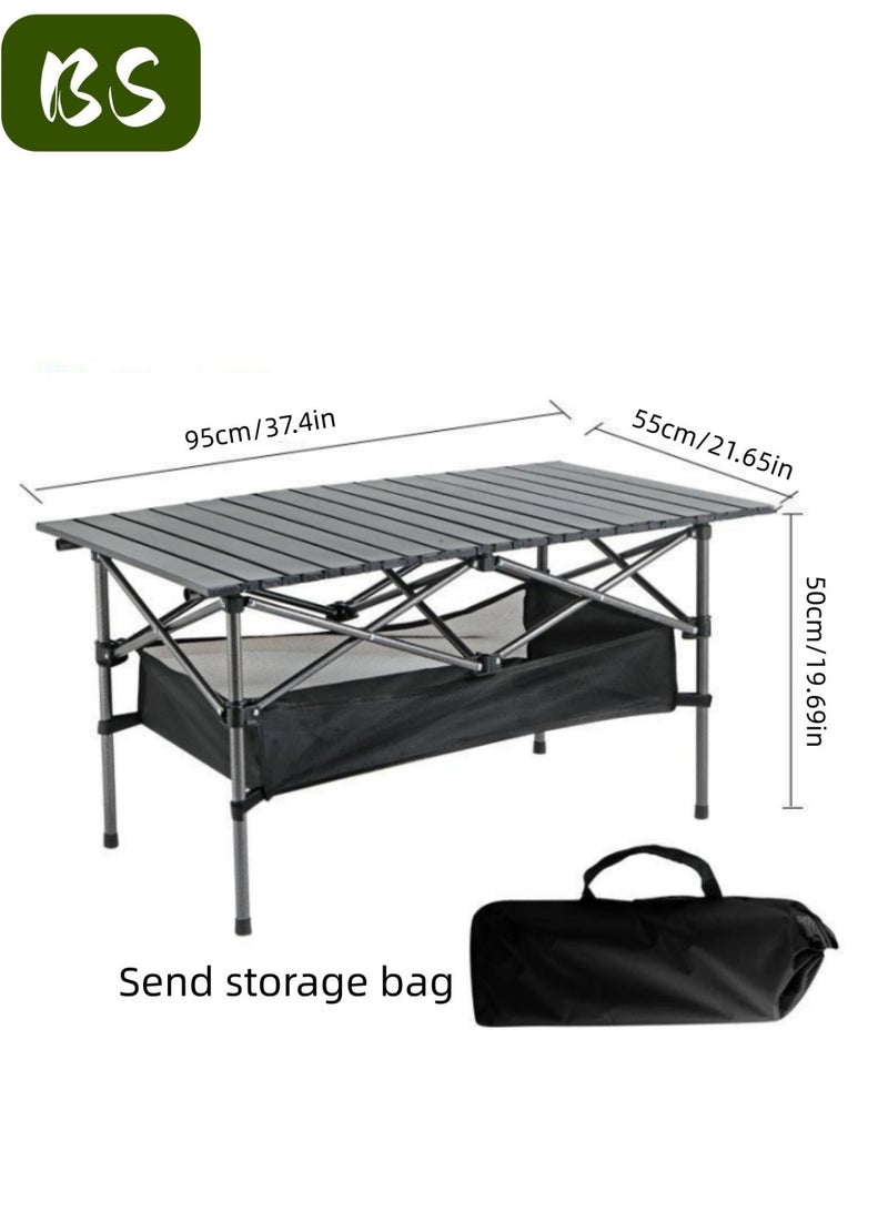 BS (Lightweight emergency table) Outdoor Camping Folding Table 95CM | Folding table with waterproof storage bag, large capacity storage bag and carrying case | Outdoor picnic folding table/backpack table | Lightweight and portable aluminum alloy roll-up table - Image 5