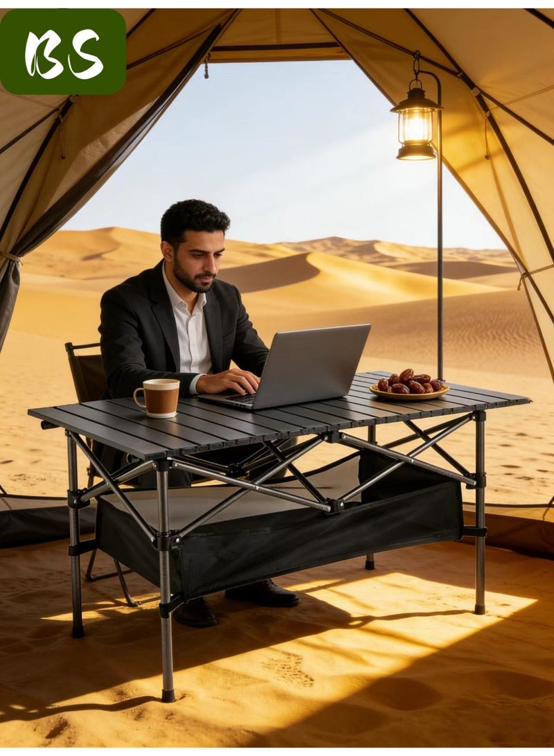 BS (Lightweight emergency table) Outdoor Camping Folding Table 95CM | Folding table with waterproof storage bag, large capacity storage bag and carrying case | Outdoor picnic folding table/backpack table | Lightweight and portable aluminum alloy roll-up table - Image 3