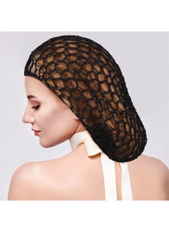 Waydress 2 Pieces Mesh Hair Net Rayon Knit Snood Women Crocheted Sleep Cap (Black and Pink) 