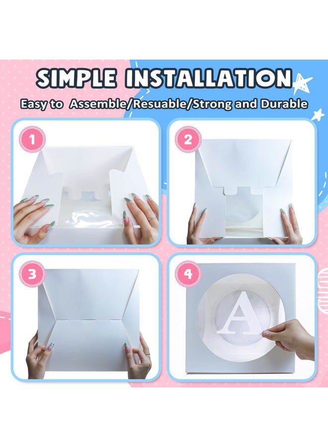 RYDDOY Baby Boxes with Letters for Baby Shower, White Clear Small Balloon Boxes with 4 Letter for Boy or Girl Gender Reveal Decorations, Baby Shower Decorations Blocks and Birthday Party Decor (4 Pcs) - Image 5