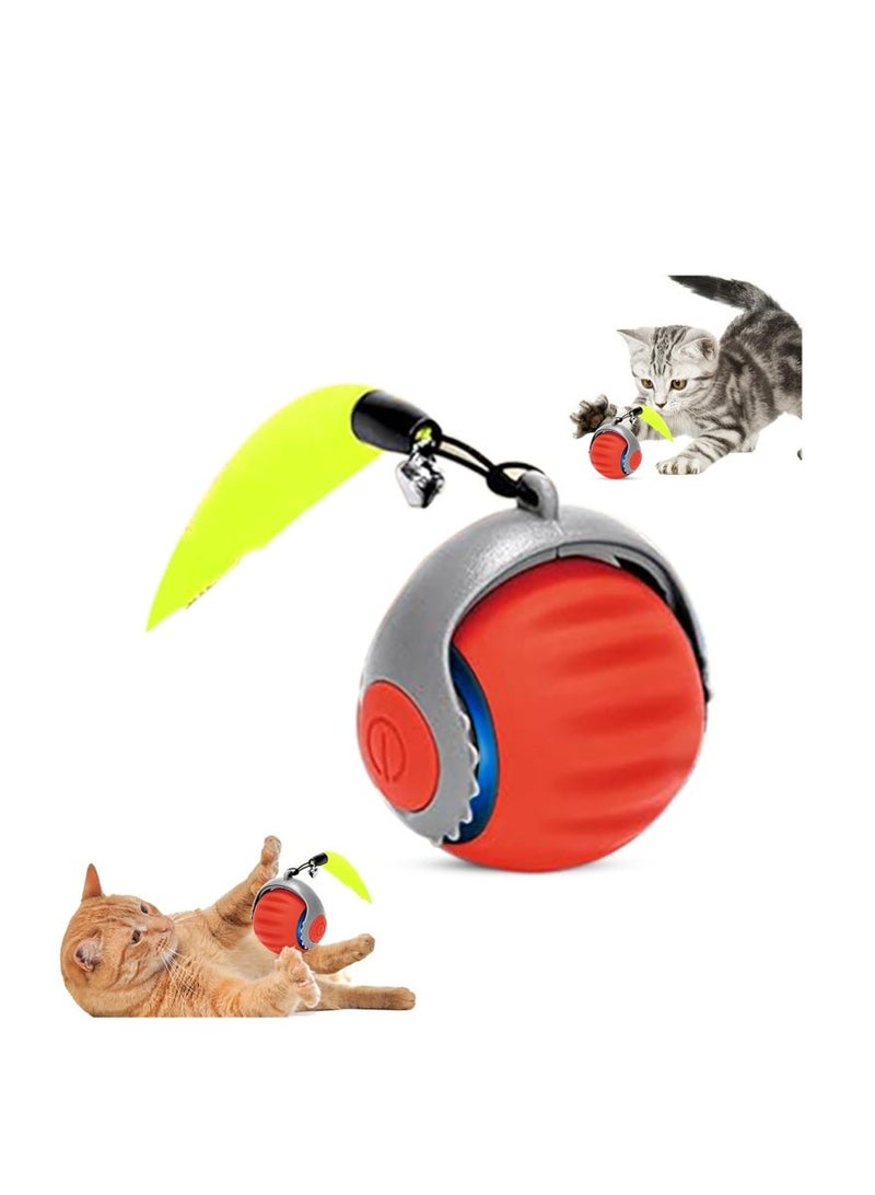 العاب قطط – كرة قطط أتوماتيكية، لعبة كرة ذكية دوارة 360° للقطط المنزلية، لعبة هادئة بشحن USB، كرة متحركة ذكية لتسلية القطط، هدية مثالية للقطط البالغة والقطط الصغيرة (برتقالي) - Image 1