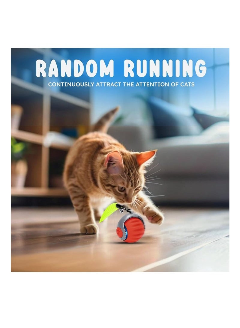 العاب قطط – كرة قطط أتوماتيكية، لعبة كرة ذكية دوارة 360° للقطط المنزلية، لعبة هادئة بشحن USB، كرة متحركة ذكية لتسلية القطط، هدية مثالية للقطط البالغة والقطط الصغيرة (برتقالي) - Image 4