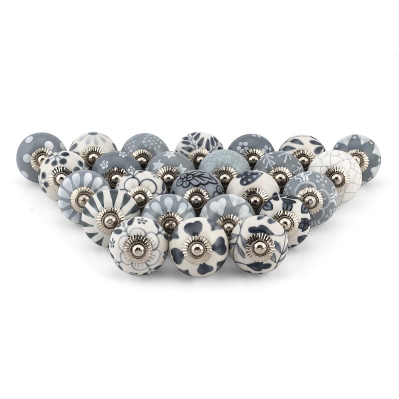 Craft Trade Handcrafted Ceramic Cabinet Drawer Knobs Kitchen Cabinet Hardware Decorative Cupboard Handles Dresser Knobs Furniture Pulls Grey Set of 25 - Image 2