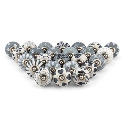 Craft Trade Handcrafted Ceramic Cabinet Drawer Knobs Kitchen Cabinet Hardware Decorative Cupboard Handles Dresser Knobs Furniture Pulls Grey Set of 25 - Image 1