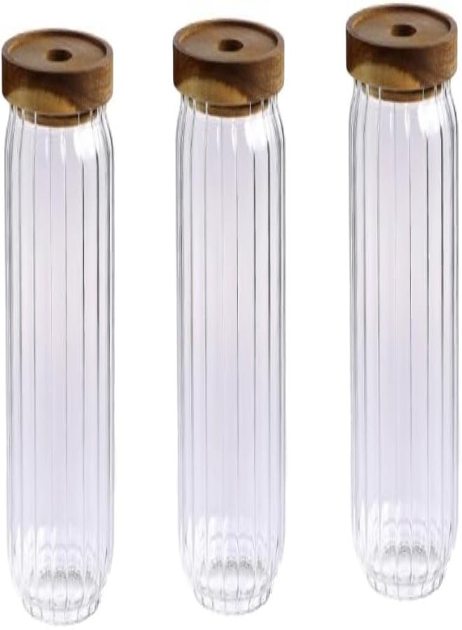 AKDC  3Set Of Glass Jars With Acacia Lid, Ideal Spice Jars Air Tight Wood Lids. Kitchen Canisters Perfect For Storage Especially Storing Dry Ingredients, Ideal Spice Jars (600Ml) - Image 4