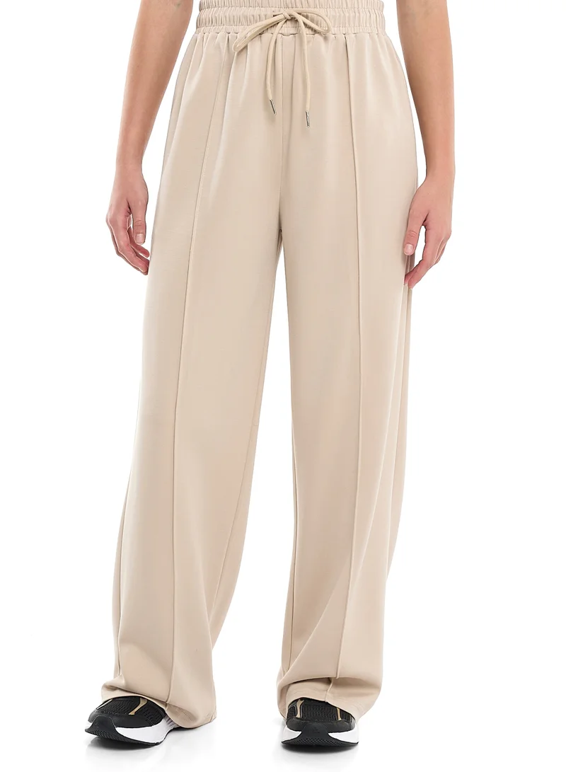 Victor And Jane  2 Piece Set- Beige Zip-Up Hoodie & Wide-Leg Trousers Set for Women | Best Price UAE