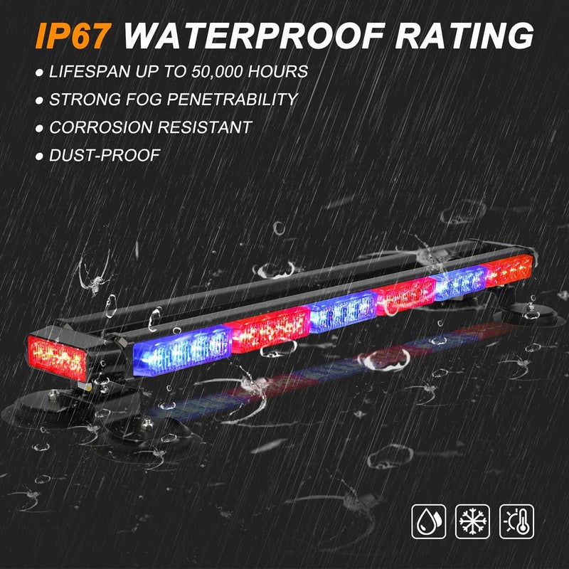 ASPL 29.5" 54 LED Strobe Light Bar Double Side Flashing High Intensity Emergency Warning Flash Strobe Light with Magnetic Base for Safety Construction Vehicles Tow Trucks Pickup (Red/Blue) - Image 5