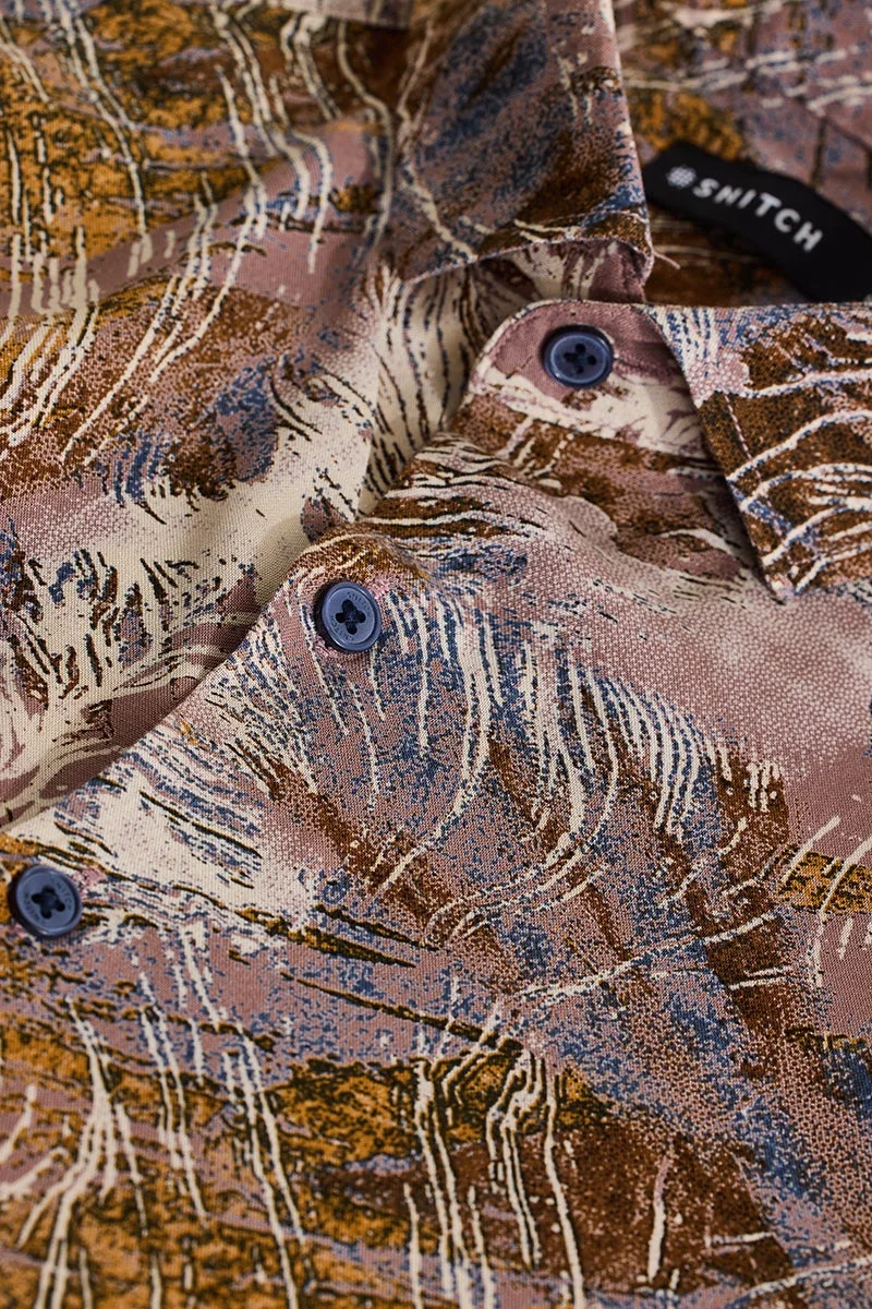 سنيتش قميص ضيق بنقش مجرد بنفسجي