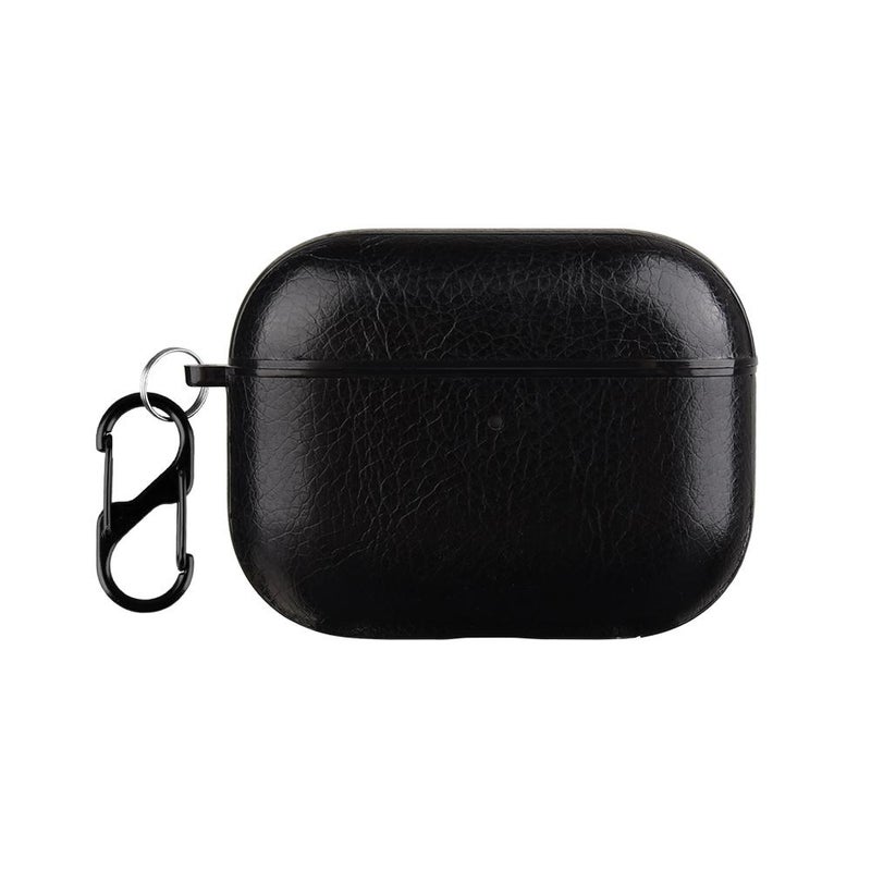 For AirPods Pro 3 One-Piece Style Leather Earphone Protective Case with Hook(Black)