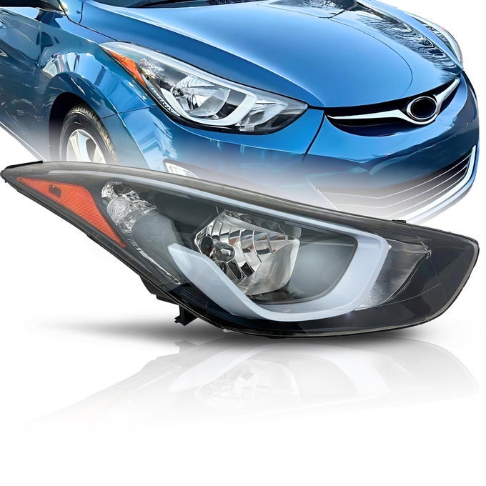 Headlight Assembly Compatible With Hyundai Elantra 2014 2015 2016 Halogen Headlamp With Bulbs Rightpassenger Side 921023Y500 Hy2503187