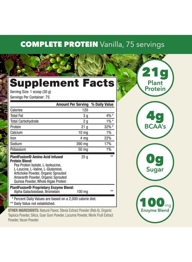 PlantFusion Complete Vegan Protein Powder - Plant Based Protein Powder with BCAAs, Digestive Enzymes and Pea Protein - Keto, Gluten Free, Soy Free, Non-Dairy, No Sugar, Non-GMO - Vanilla Bean 5lb Bulk - Image 2
