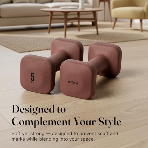 WeGym SafeGrip Square Dumbbells with Anti Slip Handles, Aesthetic Free Weights for Home Workouts, Stable Design Prevents Rolling during Floor Exercises (5LB, Pair Rose) - Image 4