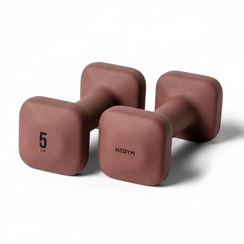 WeGym SafeGrip Square Dumbbells with Anti Slip Handles, Aesthetic Free Weights for Home Workouts, Stable Design Prevents Rolling during Floor Exercises (5LB, Pair Rose) - Image 1