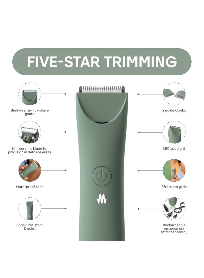 MERIDIAN Slimmer Trimmer Electric Razor for Women Bikini Line Pubic Hair Trimmer Rechargeable Waterproof Painless Flawless Shave for Sensitive Skin Gentle Quiet TravelFriendly Sage - Image 4