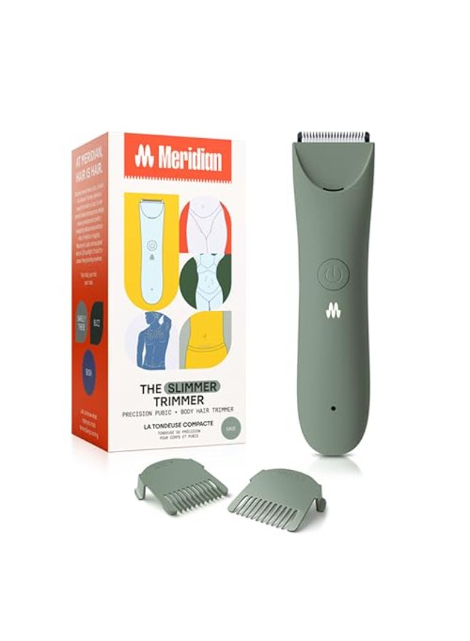 MERIDIAN Slimmer Trimmer Electric Razor for Women Bikini Line Pubic Hair Trimmer Rechargeable Waterproof Painless Flawless Shave for Sensitive Skin Gentle Quiet TravelFriendly Sage - Image 1